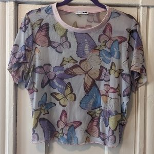 Fashion Nova Sheer Butterfly Crop